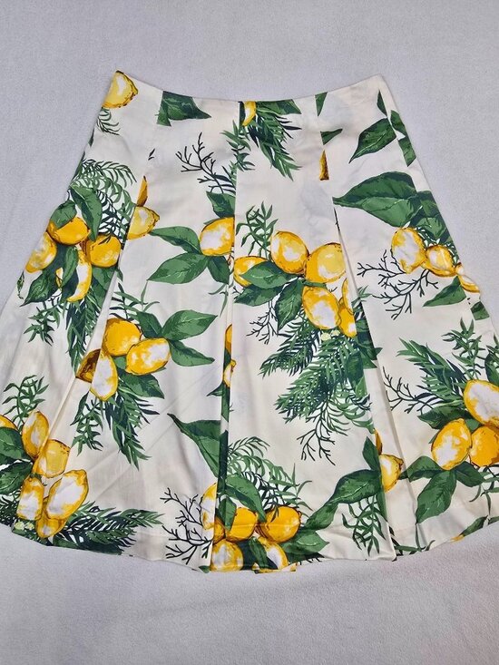 Talbots Dresses & Skirts - Talbots Lemon Print Pleated A-Line Skirt Size 4